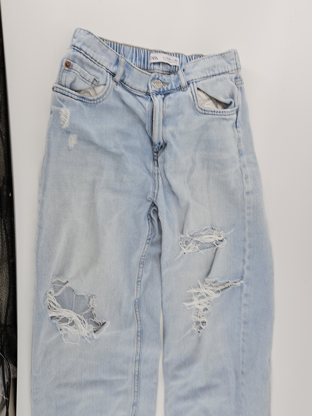 Zara Light Blue Distressed Boyfriend Jeans Junior Size 13